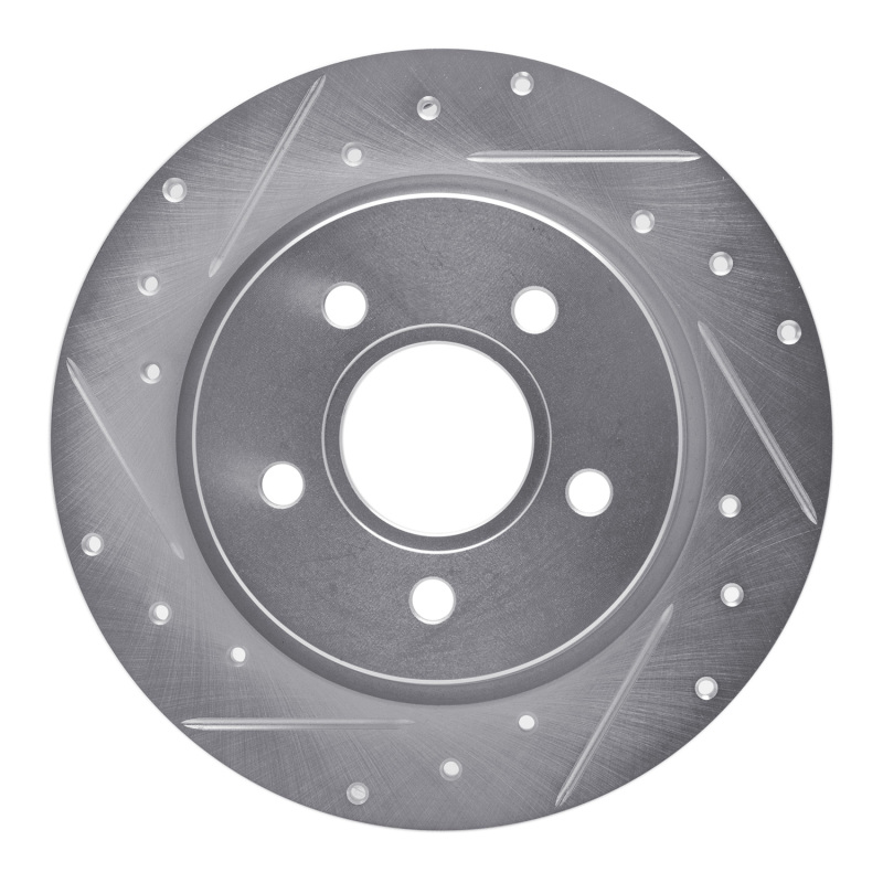 R1 12-18 Ford Focus Rear Left Drilled & Slotted Silver Brake Rotor - 631-54066L