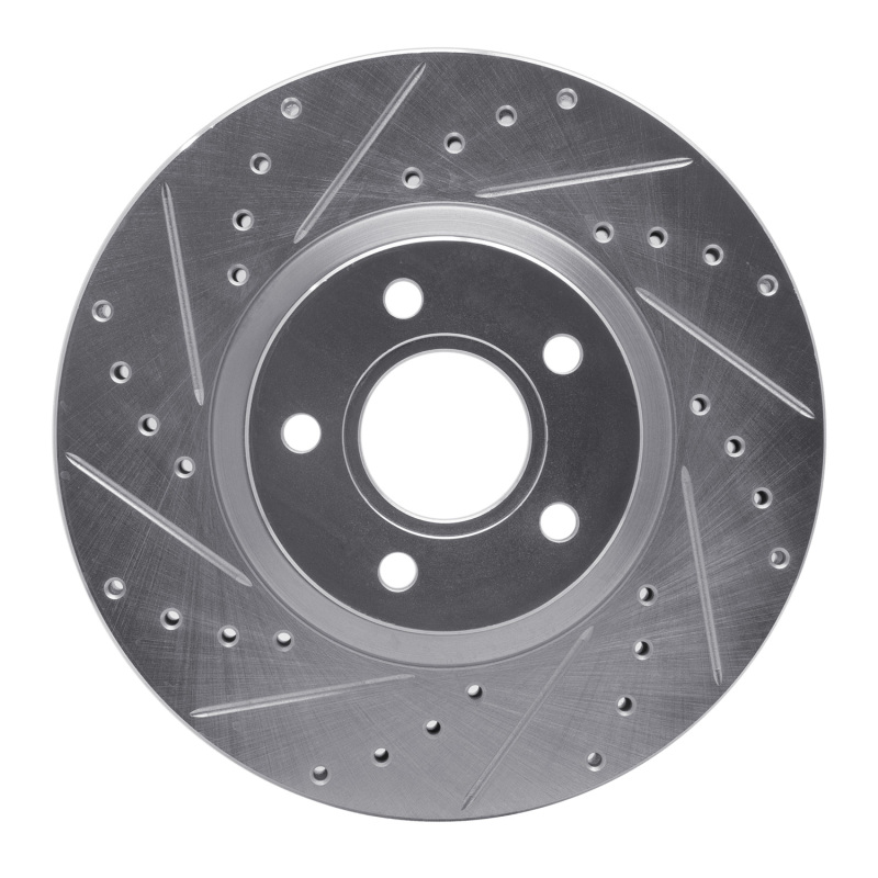 R1 04-19 Ford Escape Front Left Drilled & Slotted Silver Brake Rotor - 631-54069L