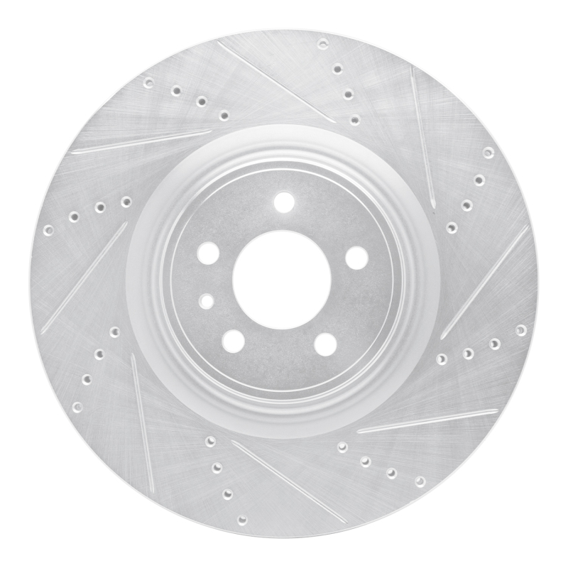 R1 13-14 Ford Mustang Front Right Drilled & Slotted Silver Brake Rotor - 631-54071R
