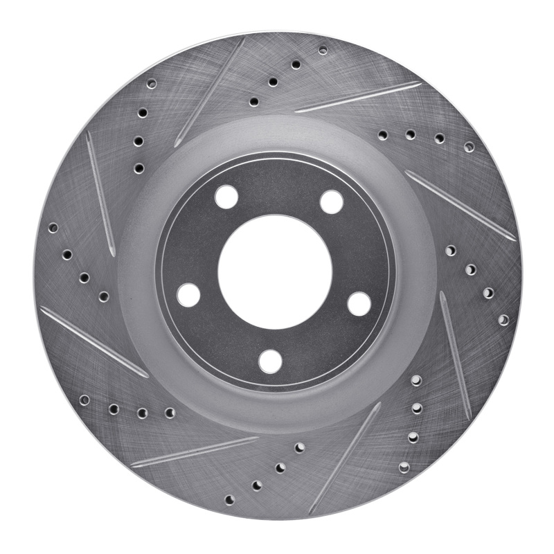 R1 07-15 Ford Edge Front Left Drilled & Slotted Silver Brake Rotor - 631-54089L
