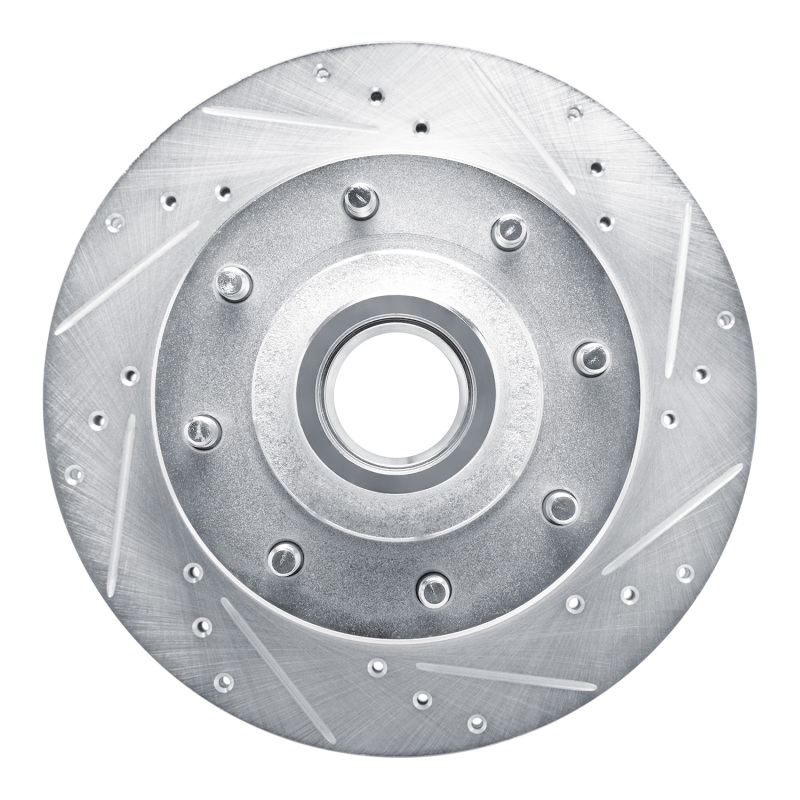 R1 80-85 Ford E-250 Econoline Club Wagon Front Right Drilled & Slotted Silver Brake Rotor - 631-54105R