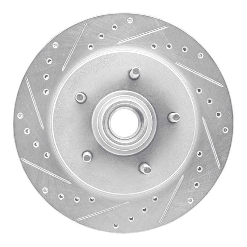 R1 97-00 Ford Expedition Front Left Drilled & Slotted Silver Brake Rotor - 631-54153L