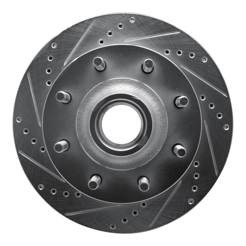 R1 99-02 Ford Excursion Front Left Drilled & Slotted Silver Brake Rotor - 631-54163L