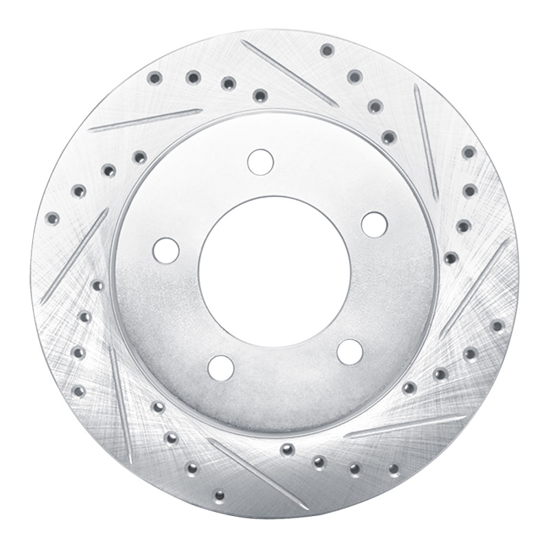 R1 97-02 Ford Expedition Front Right Drilled & Slotted Silver Brake Rotor - 631-54176R