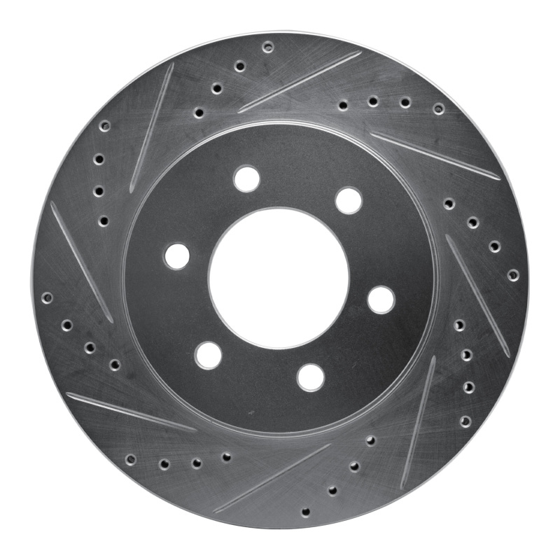 R1 02-06 Ford Expedition Front Left Drilled & Slotted Silver Brake Rotor - 631-54183L