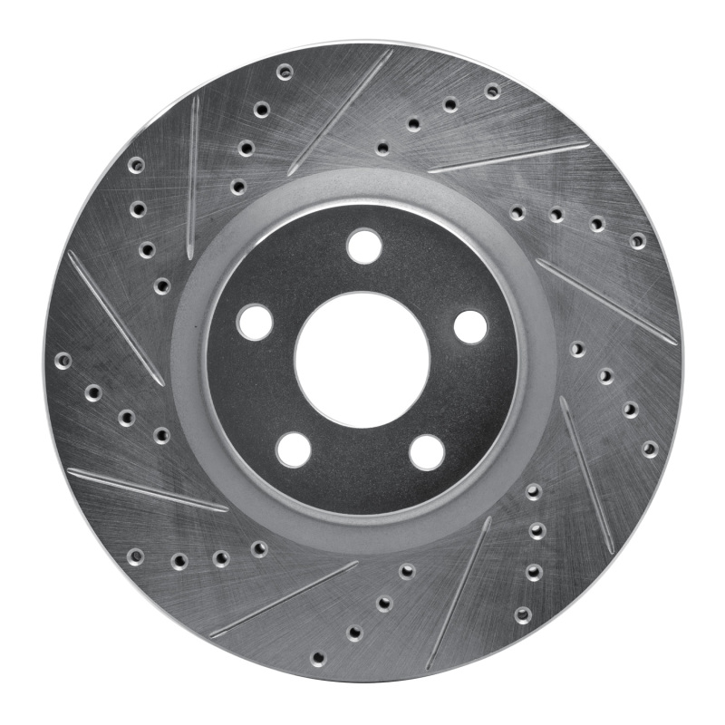 R1 17-20 Lincoln MKZ Front Left Drilled & Slotted Silver Brake Rotor - 631-54264L