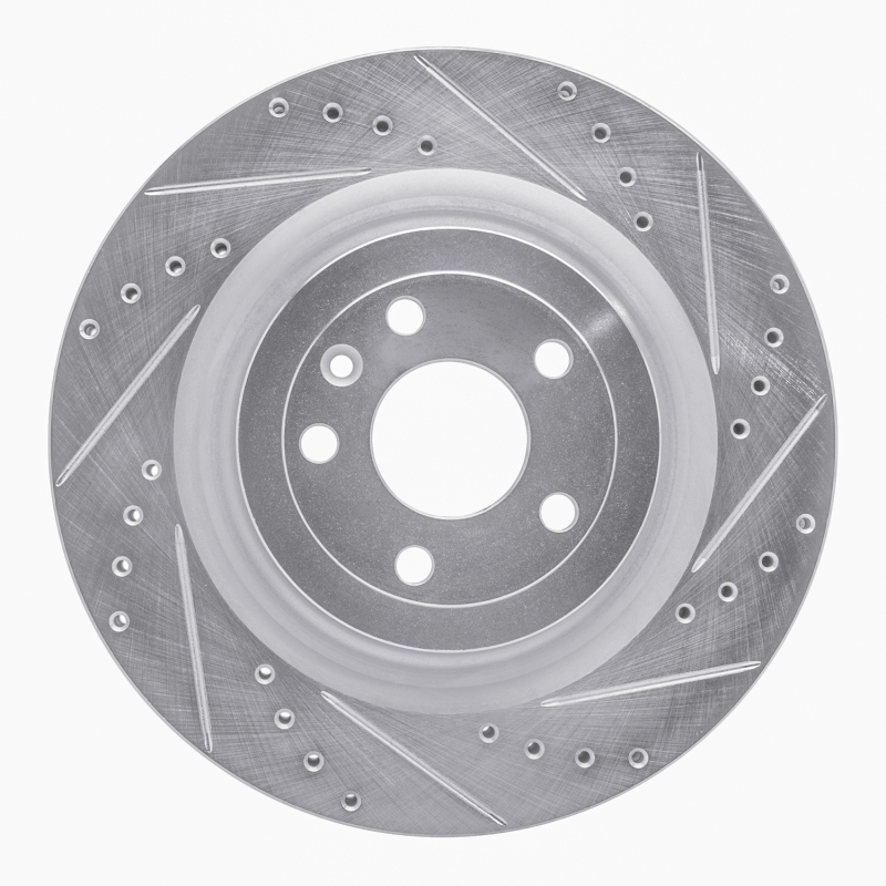 R1 13-19 Ford Explorer Front Right Drilled & Slotted Silver Brake Rotor - 631-54266R