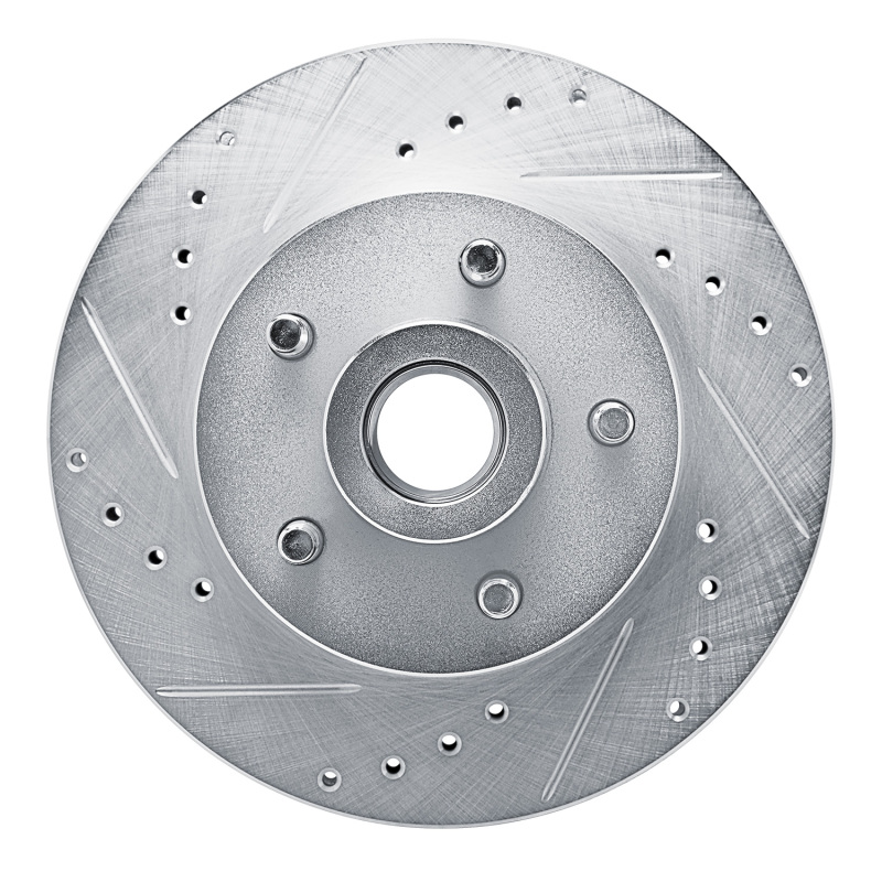 R1 72-73 Ford Gran Torino Front Left Drilled & Slotted Silver Brake Rotor - 631-56004L