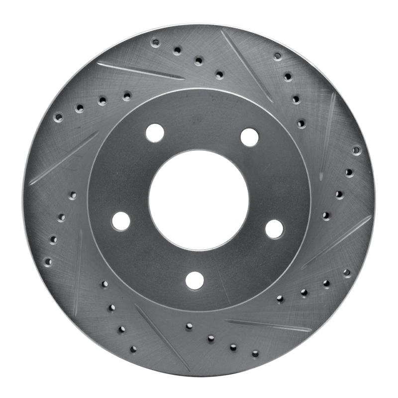 R1 75-79 Ford LTD Right Rear Drilled & Slotted Silver Brake Rotor - 631-56006D