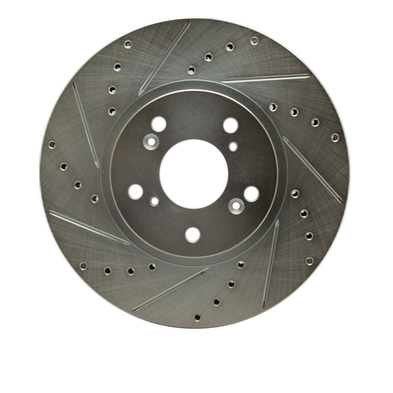 R1 04-08 Acura TL Front Left Drilled & Slotted Silver Brake Rotor - 631-58020L