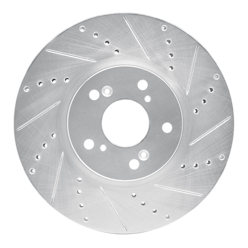 R1 04-08 Acura TL Front Right Drilled & Slotted Silver Brake Rotor - 631-58020R