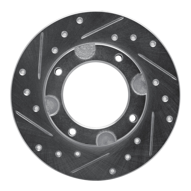 R1 76-81 Honda Accord Hatchback Front Left Drilled & Slotted Silver Brake Rotor - 631-59002L