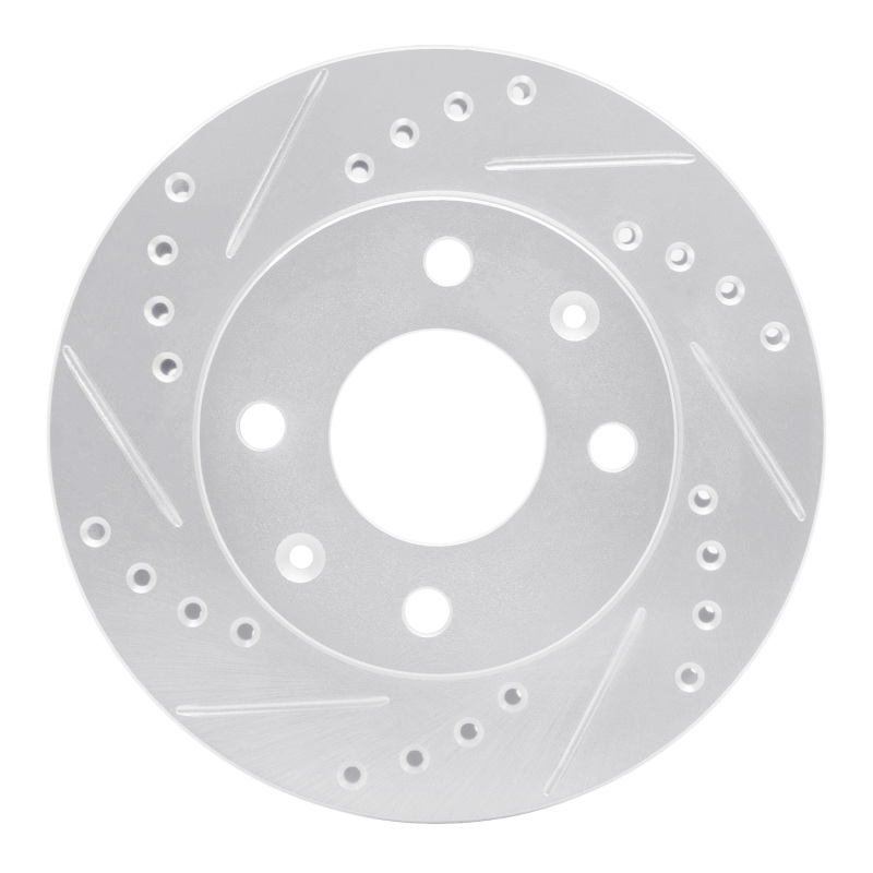 R1 83-87 Honda Prelude Front Left Drilled & Slotted Silver Brake Rotor - 631-59003L