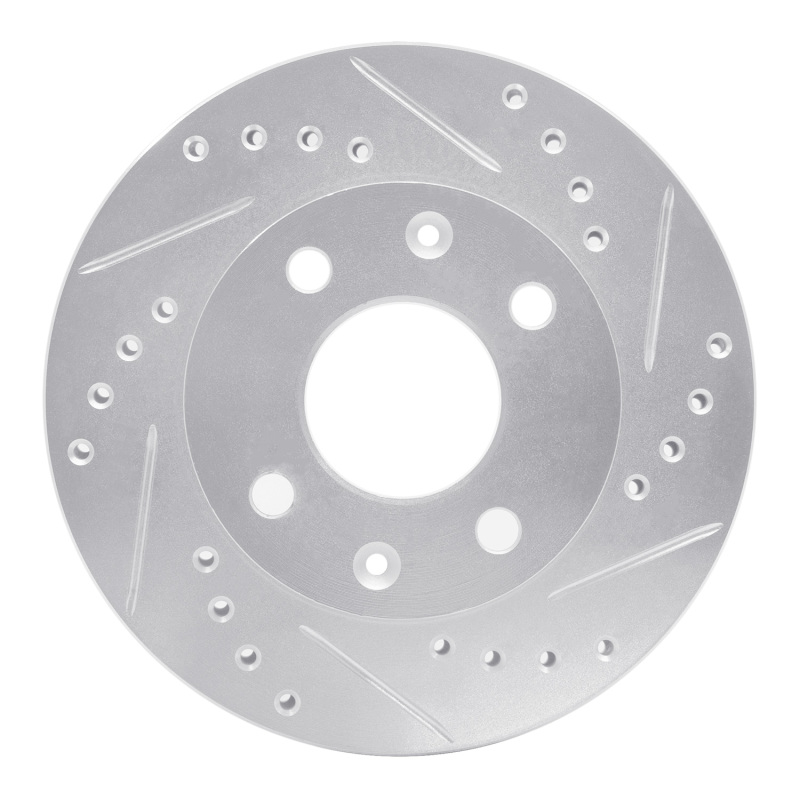 R1 83-87 Honda Prelude Front Right Drilled & Slotted Silver Brake Rotor - 631-59003R