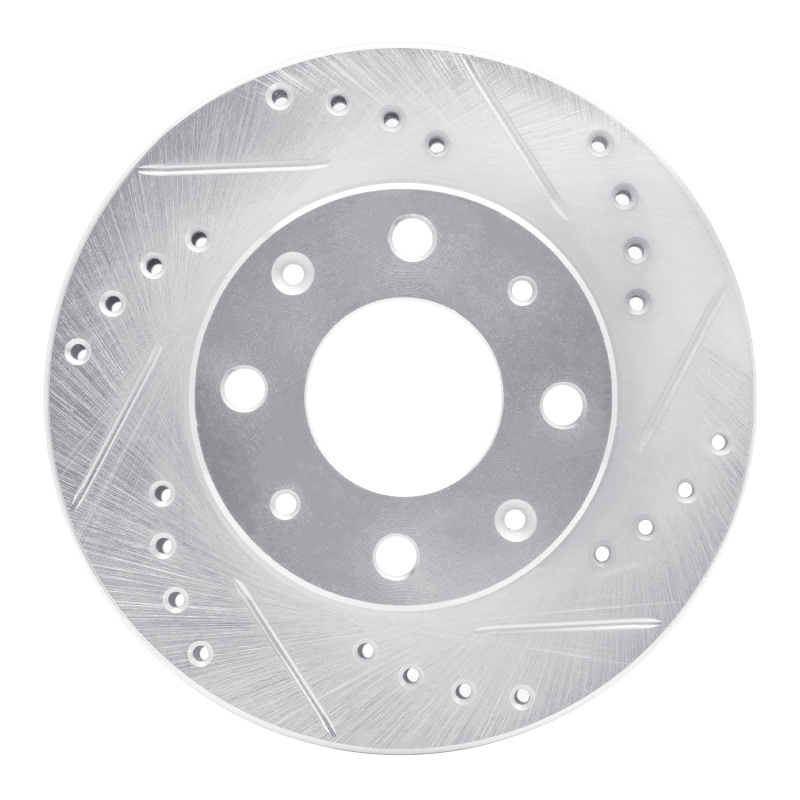 R1 84-06 Honda Insight Front Right Drilled & Slotted Silver Brake Rotor - 631-59005R