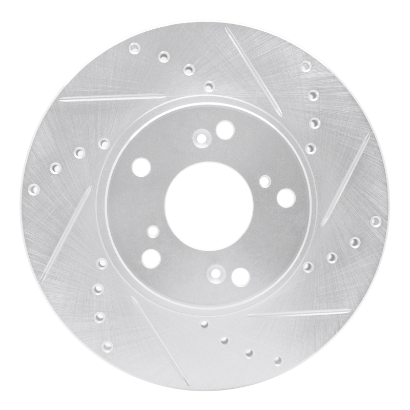R1 98-22 Acura CSX Front Right Drilled & Slotted Silver Brake Rotor - 631-59042R