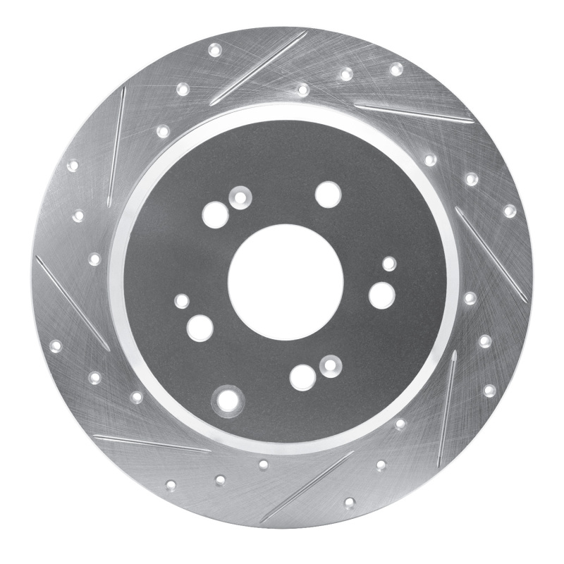 R1 07-17 Acura MDX Rear Left Drilled & Slotted Silver Brake Rotor - 631-59054L