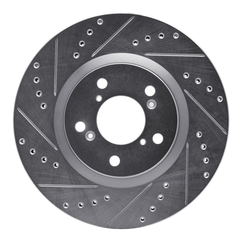 R1 09-14 Acura TL Front Left Drilled & Slotted Silver Brake Rotor - 631-59056L