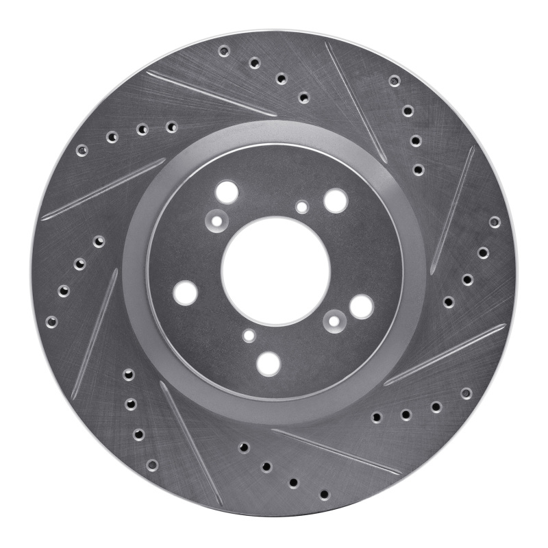 R1 09-14 Acura TL Front Right Drilled & Slotted Silver Brake Rotor - 631-59056R