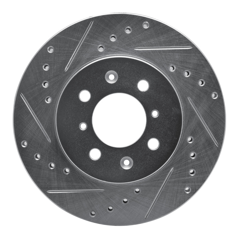 R1 87-91 Sterling 825 Front Left Drilled & Slotted Silver Brake Rotor - 631-60000L