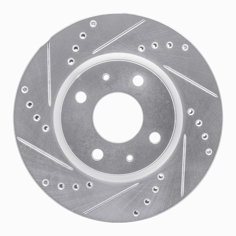 R1 87-91 Sterling 825 Rear Left Drilled & Slotted Silver Brake Rotor - 631-60001L