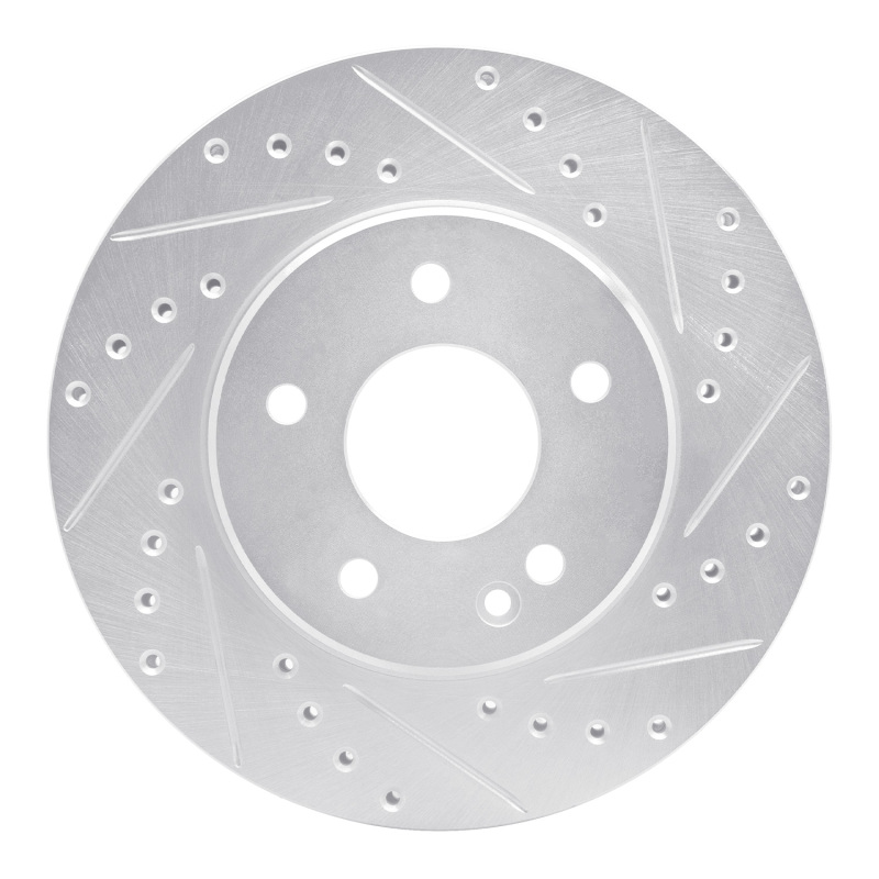 R1 94-97 Mercedes-Benz C230 Front Right Drilled & Slotted Silver Brake Rotor - 631-63000R
