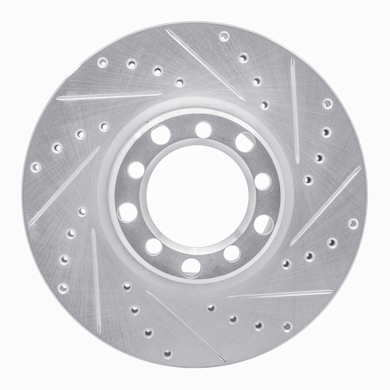 R1 82-85 Mercedes-Benz 380SEC Front Right Drilled & Slotted Silver Brake Rotor - 631-63007R