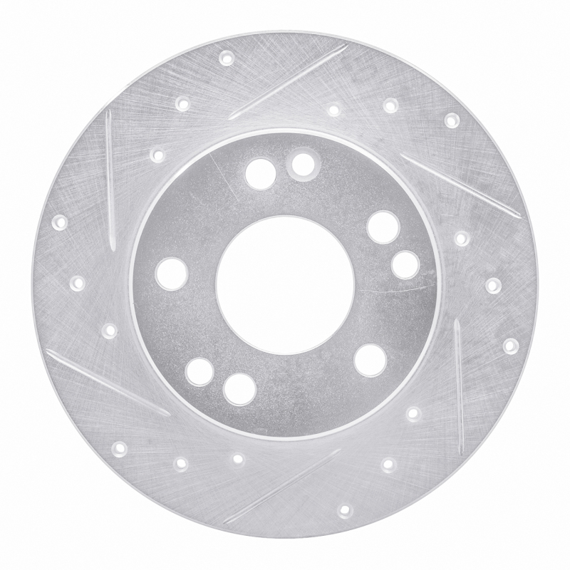 R1 83-89 Mercedes-Benz 190D Front Left Drilled & Slotted Silver Brake Rotor - 631-63011L
