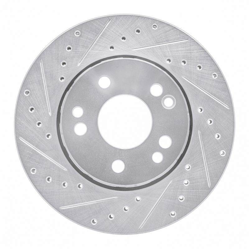R1 90-92 Mercedes-Benz 300E Front Left Drilled & Slotted Silver Brake Rotor - 631-63014L