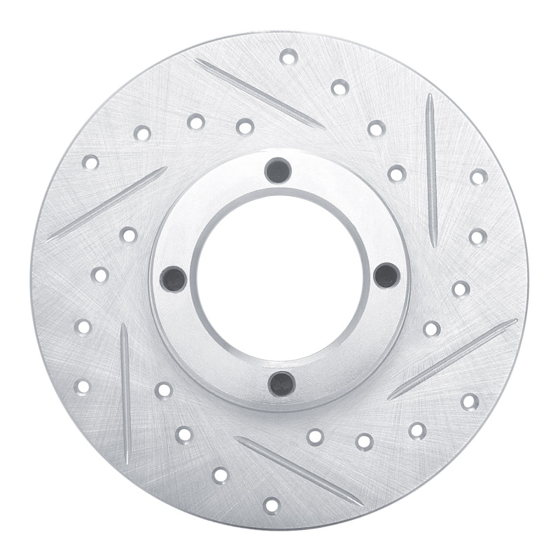 R1 63-79 Austin Healey Sprite Front Right Drilled & Slotted Silver Brake Rotor - 631-64000R