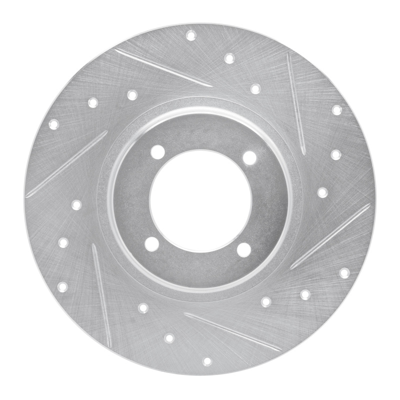 R1 62-80 MG MGB Front Right Drilled & Slotted Silver Brake Rotor - 631-64002R