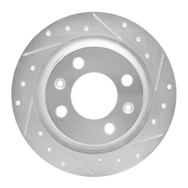 R1 86-98 Saab 9000 Rear Right Drilled & Slotted Silver Brake Rotor - 631-65006R