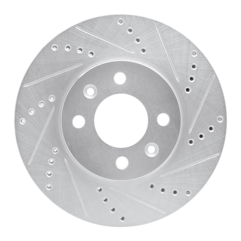 R1 88-98 Saab 9000 Front Right Drilled & Slotted Silver Brake Rotor - 631-65007R