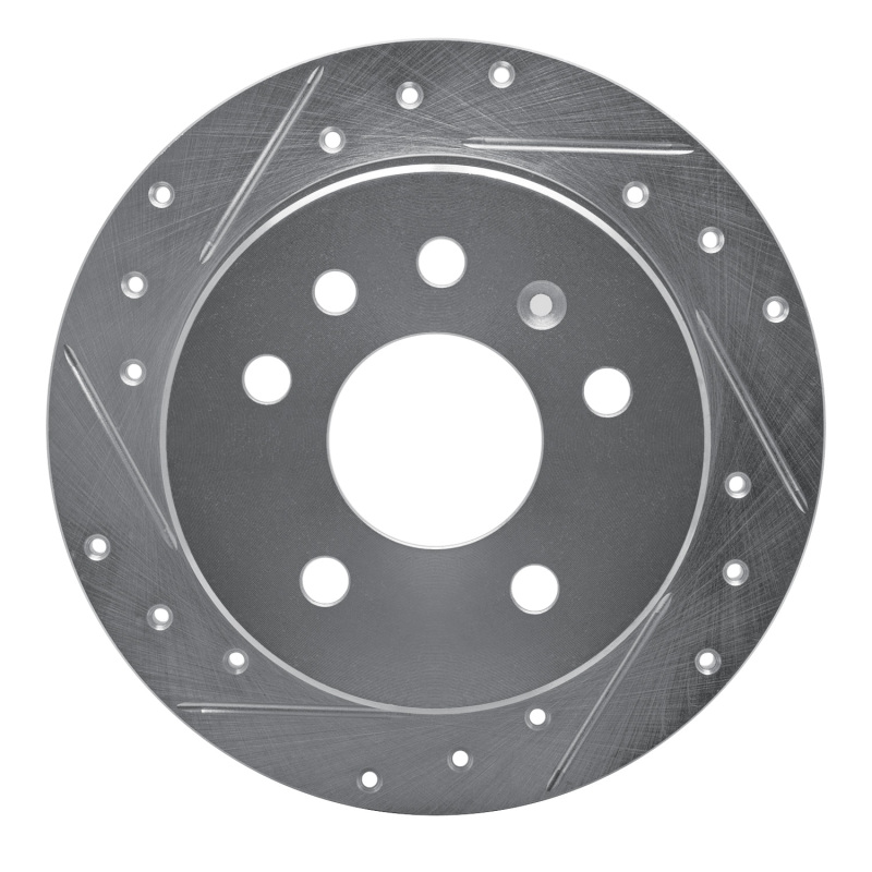 R1 94-96 Saab 900 Rear Left Drilled & Slotted Silver Brake Rotor - 631-65009L