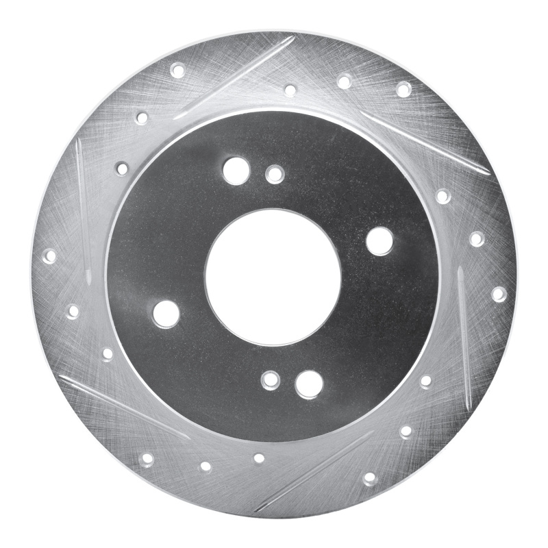 R1 82-88 Nissan 200SX Rear Left Drilled & Slotted Silver Brake Rotor - 631-67012L