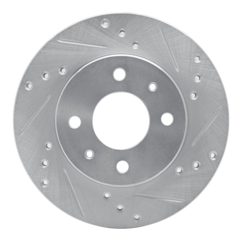 R1 86-17 Nissan TSURU (Mexico) Front Right Drilled & Slotted Silver Brake Rotor - 631-67024R