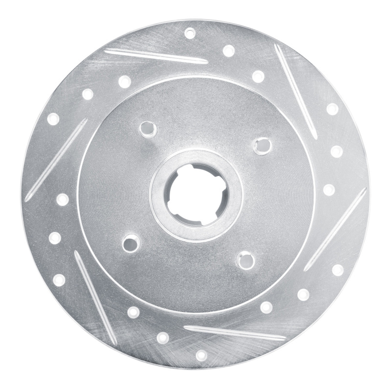 R1 88-88 Nissan Maxima Rear Right Drilled & Slotted Silver Brake Rotor - 631-67032R