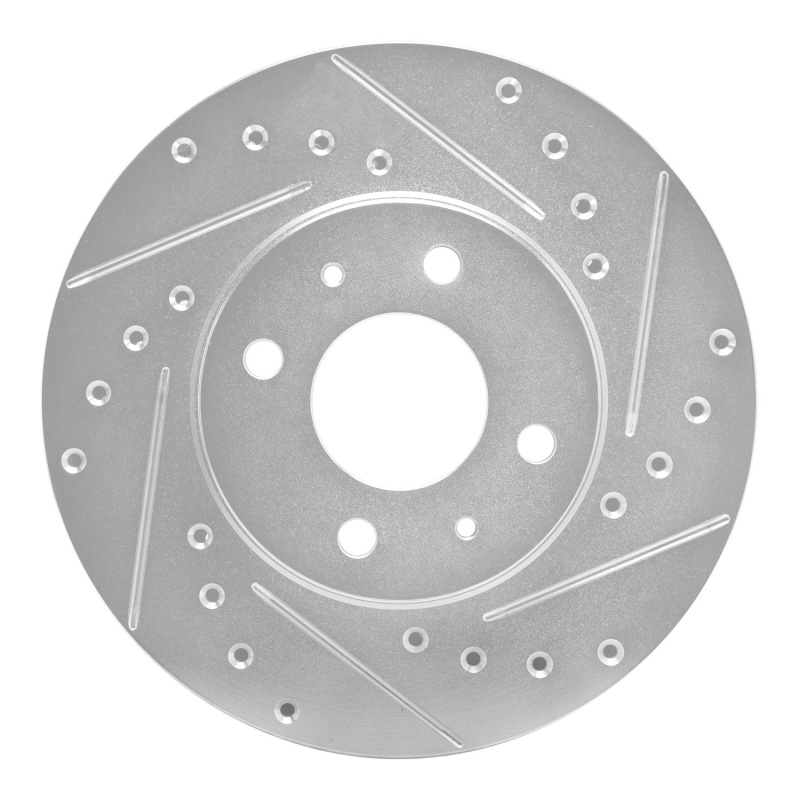 R1 91-94 Nissan NX Front Right Drilled & Slotted Silver Brake Rotor - 631-67041R