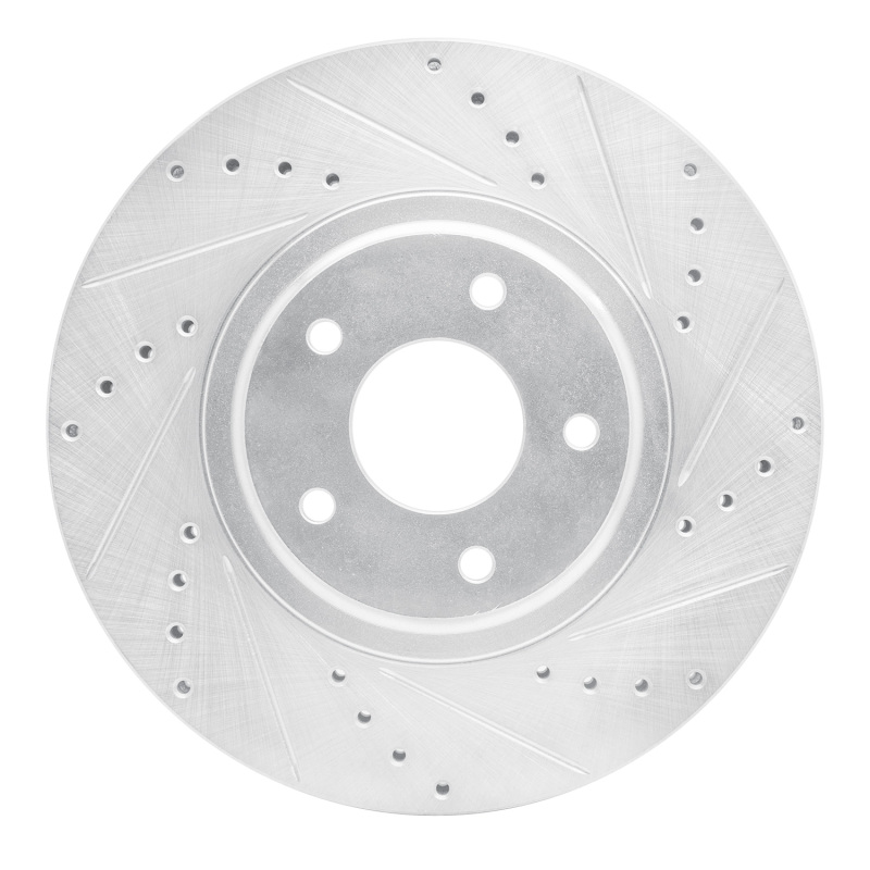 R1 03-05 Nissan Maxima Front Right Drilled & Slotted Silver Brake Rotor - 631-67051R