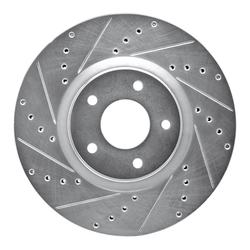 R1 07-17 Nissan Juke Front Left Drilled & Slotted Silver Brake Rotor - 631-67059L
