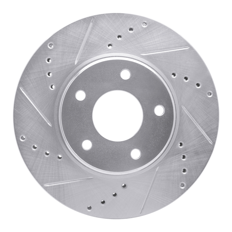 R1 02-17 Infiniti Q45 Front Left Drilled & Slotted Silver Brake Rotor - 631-67087L