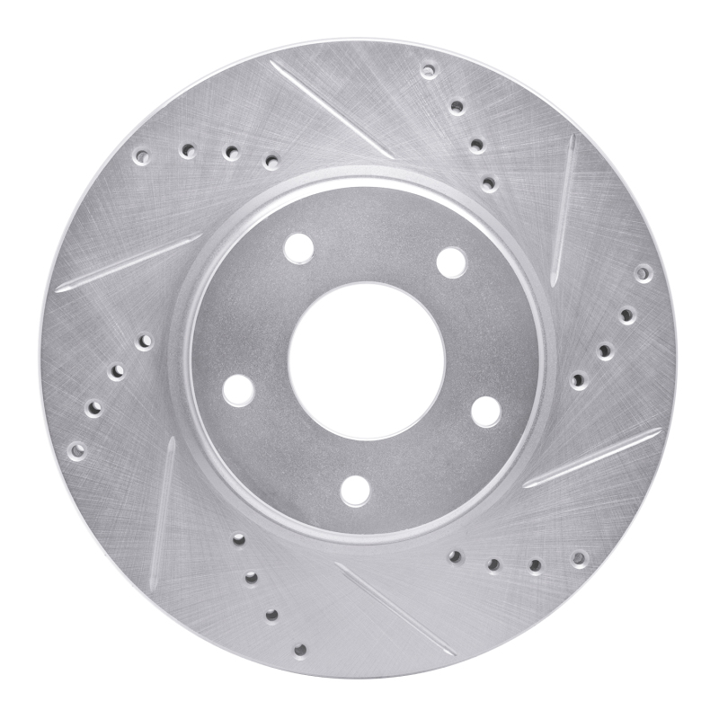 R1 02-17 Infiniti Q45 Front Right Drilled & Slotted Silver Brake Rotor - 631-67087R