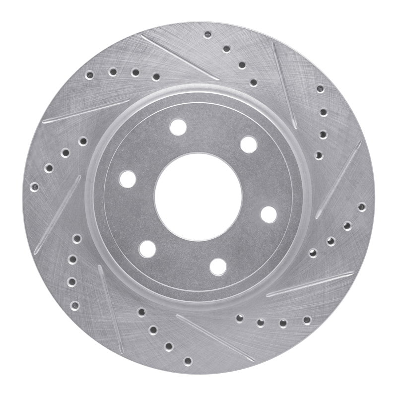 R1 05-21 Nissan Frontier Front Right Drilled & Slotted Silver Brake Rotor - 631-67095R