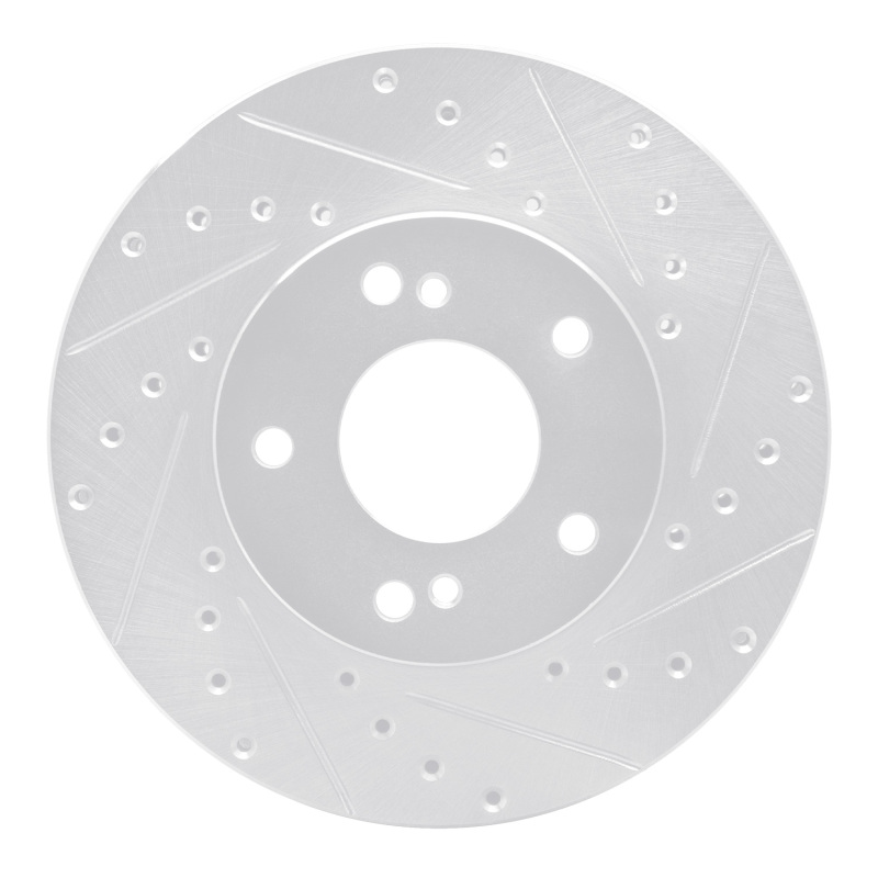 R1 90-97 Infiniti Q45 Front Right Drilled & Slotted Silver Brake Rotor - 631-68002R