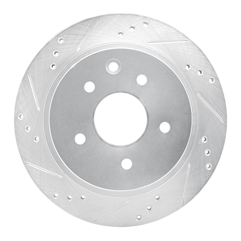 R1 02-06 Infiniti M45 Rear Left Drilled & Slotted Silver Brake Rotor - 631-68006L