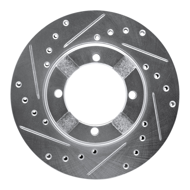 R1 83-91 Dodge COLT Front Left Drilled & Slotted Silver Brake Rotor - 631-72003L