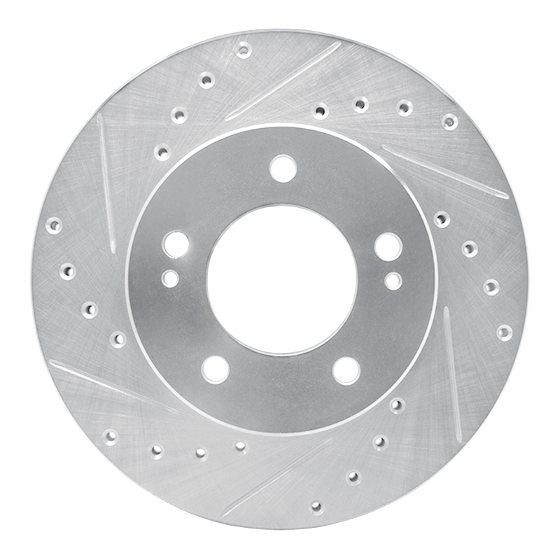 R1 83-89 Chrysler Conquest Front Left Drilled & Slotted Silver Brake Rotor - 631-72004L