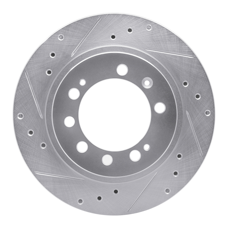 R1 83-89 Chrysler Conquest Rear Left Drilled & Slotted Silver Brake Rotor - 631-72005L