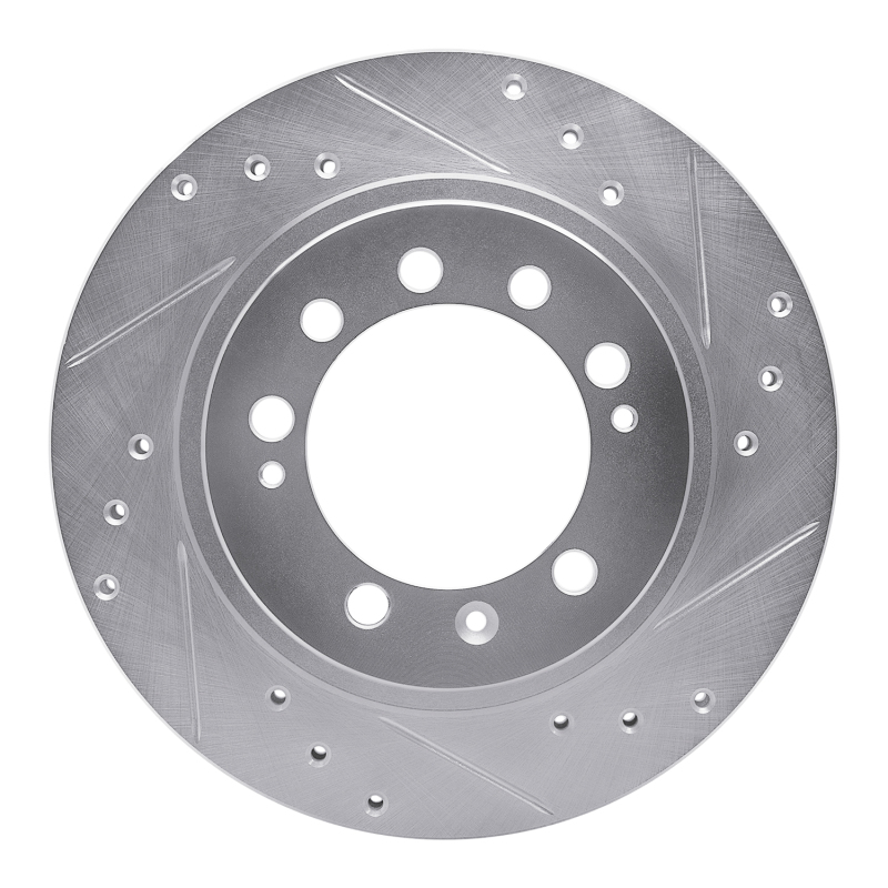 R1 83-89 Chrysler Conquest Rear Right Drilled & Slotted Silver Brake Rotor - 631-72005R