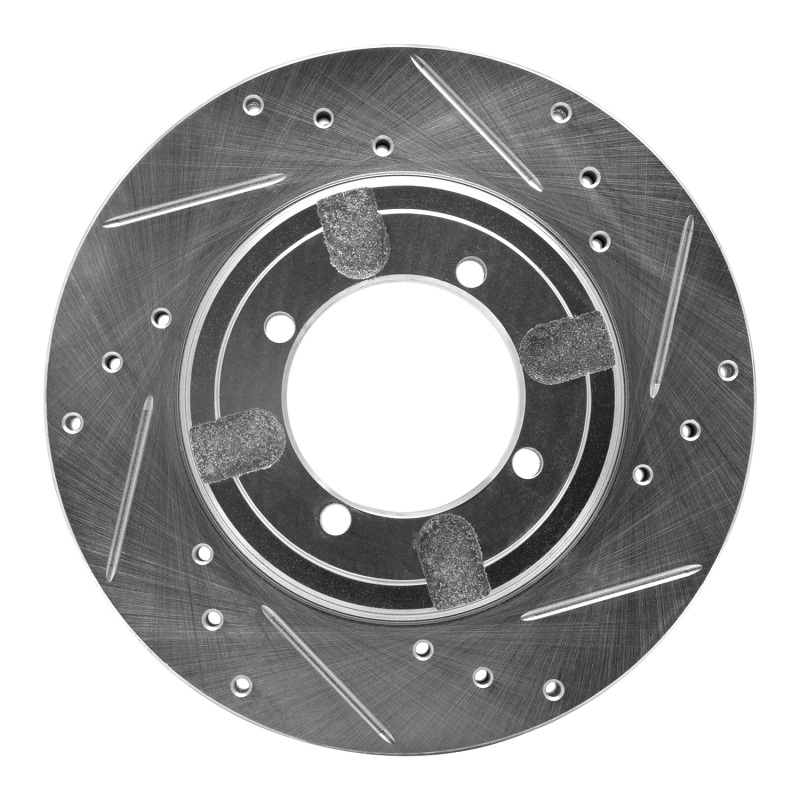 R1 84-90 Dodge COLT Front Right Drilled & Slotted Silver Brake Rotor - 631-72009R